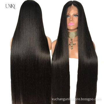 Uniky wholesale human hair wig virgin brazilian hair unprocessed human Transparent straight lace wigs front Hair Lace wigs